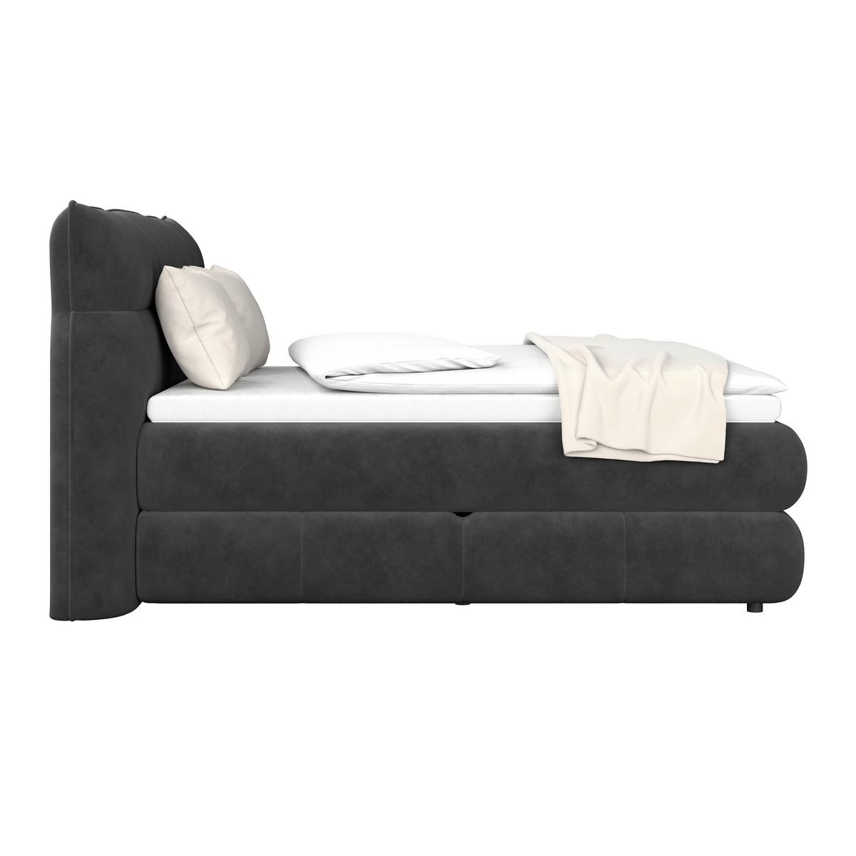 Boxspringbett Carmelo Schwarz 140x200 cm H3 - Schwarz, Trend, Textil (140/200cm)