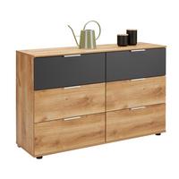 KOMODA VALENCIA - grafitová/farba duba, Konventionell, kov/kompozitné drevo (130/83/41cm) - Mömax