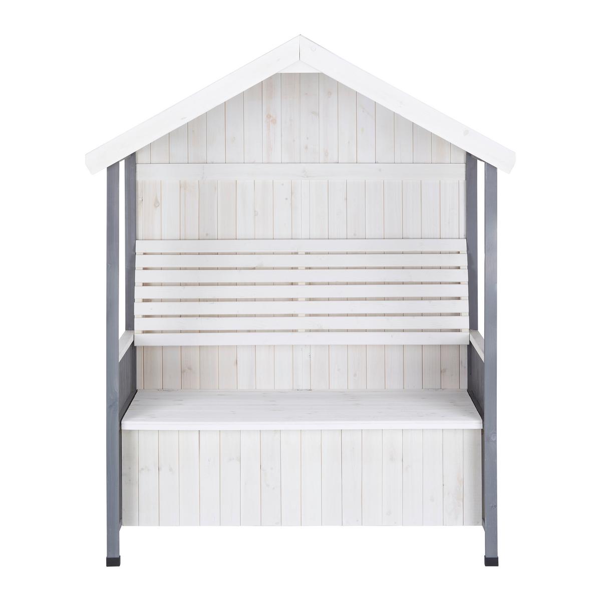 Zahradní lavice z masívu Giuliana bílá/šedá - šedá/bílá, Moderní, dřevo (135/170/75cm) - Bessagi Garden