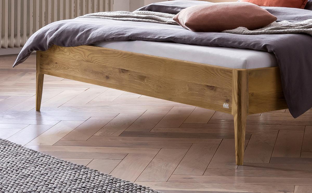 Bett Pistoia Wildeiche 140x200 Cm - Wildeiche/Hellgrau, KONVENTIONELL, Holz/Textil (140/200cm) - Hasena