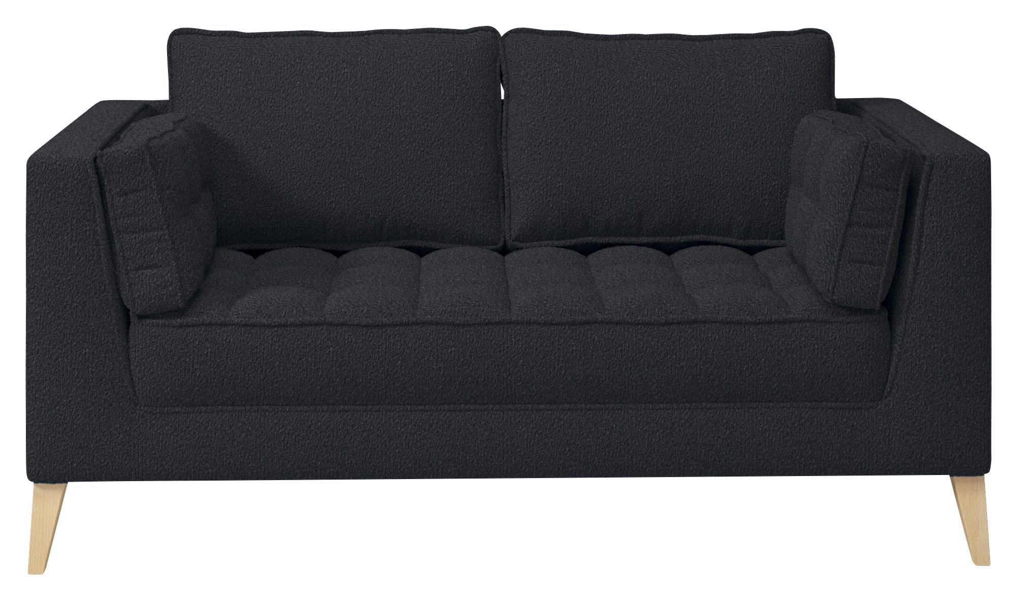 Dvoumístná pohovka DOTI, černá - černá/přírodní barvy, Design, kompozitní dřevo/textil (110/95/85cm) - MID.YOU