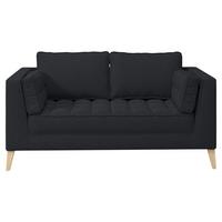 Dvoumístná pohovka DOTI, černá - černá/přírodní barvy, Design, kompozitní dřevo/textil (110/95/85cm) - MID.YOU