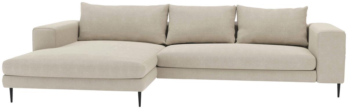 Eckschlafsofa Aurora Ii - Beige/Schwarz, MODERN, Textil (315/170cm) - Trendmanufaktur