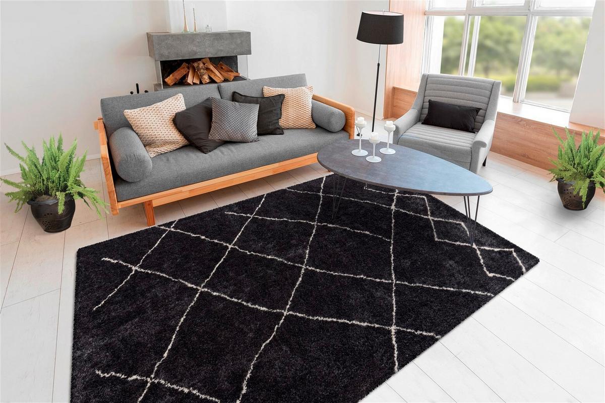 HOCHFLORTEPPICH Anthrazit/Grau - Anthrazit, KONVENTIONELL, Textil (160/230cm) - Kayoom