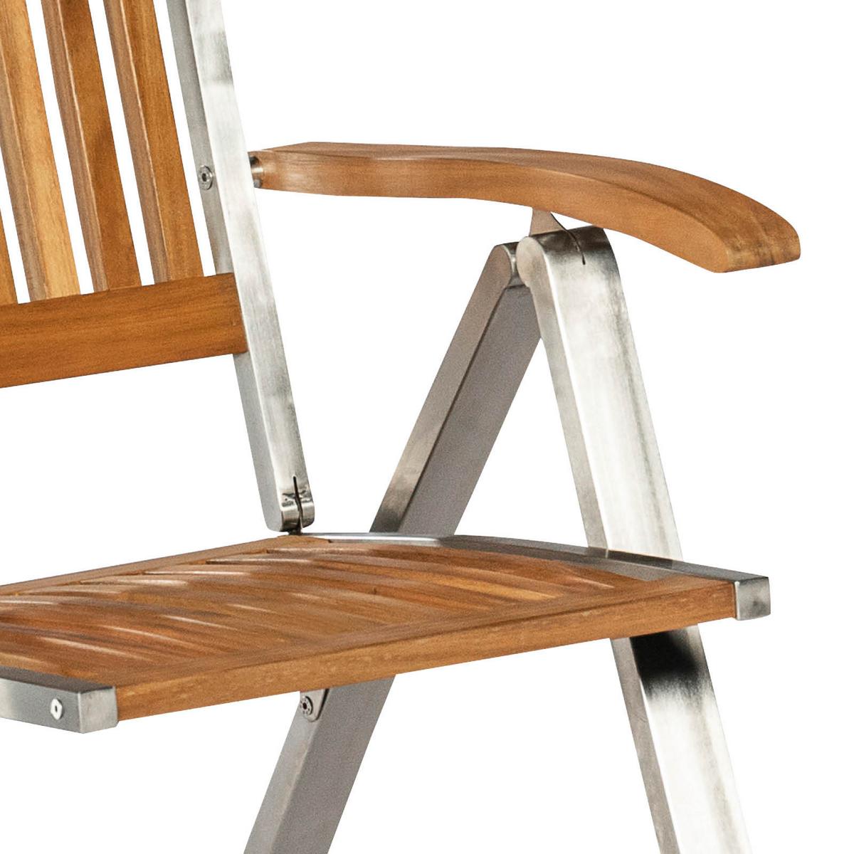 Gartengarnitur 9-tlg. Keros Holz/metall Mit Kissen - Silberfarben/Naturfarben, ROMANTIK / LANDHAUS, Holz/Textil (180-240/74/100cm) - Gardenson