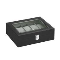 Uhrenbox Schwarz B: 25,5 cm - Schwarz, Basics, Glas/Holzwerkstoff (25,5/7,8/20,2cm)