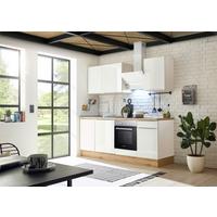 Küchenzeile Mit Geräten B: 220 Cm Weiß - Weiß Hochglanz/Weiß, LIFESTYLE, Holzwerkstoff (220cm) - Respekta