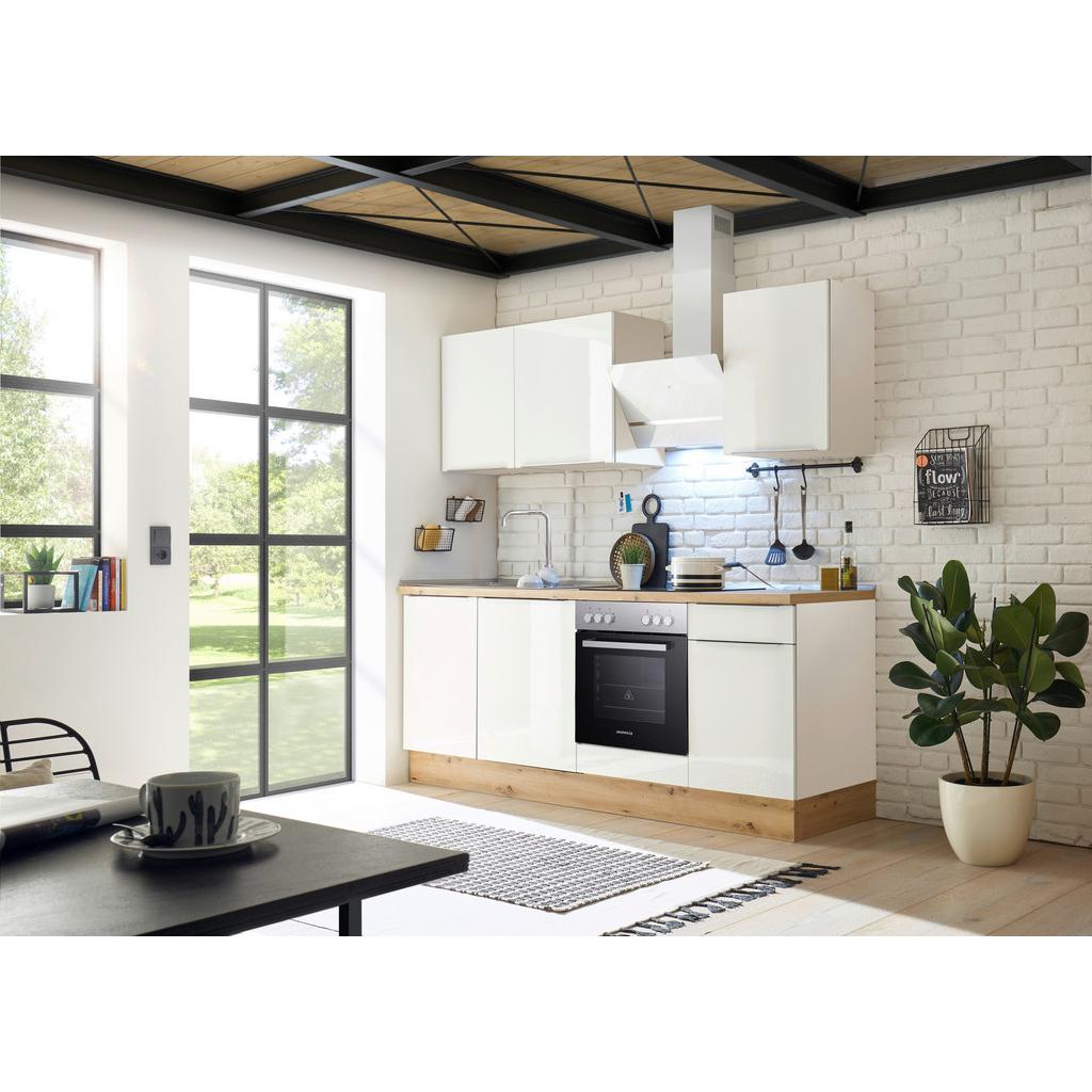 Küchenzeile mit Geräten B: 220 cm Weiß