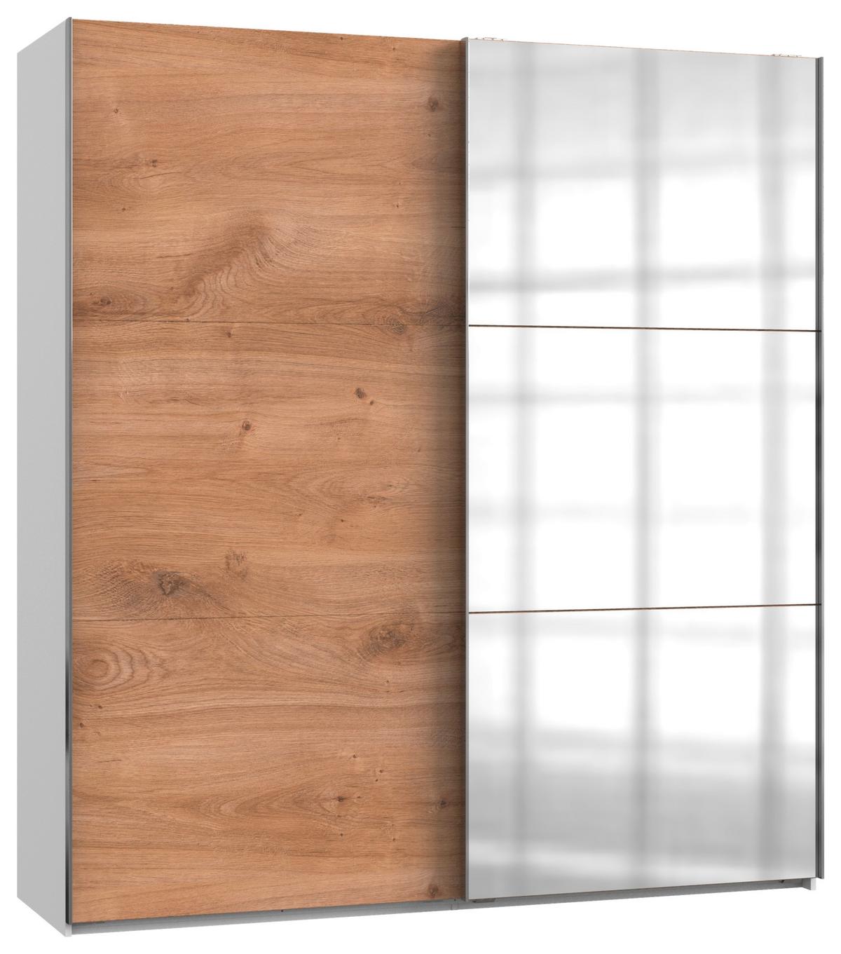 Schwebetürenschrank B: 200 cm Level, Weiß/Eiche Dekor - Eichefarben/Weiß, MODERN, Holzwerkstoff (200/216/65cm) - MID.YOU