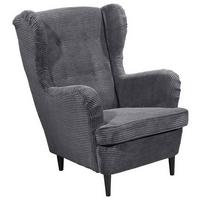 Ohrenesessel Oskar Dunkelgrau B: 78 cm - Dunkelgrau/Schwarz, Basics, Textil (78/102/98cm) - MID.YOU
