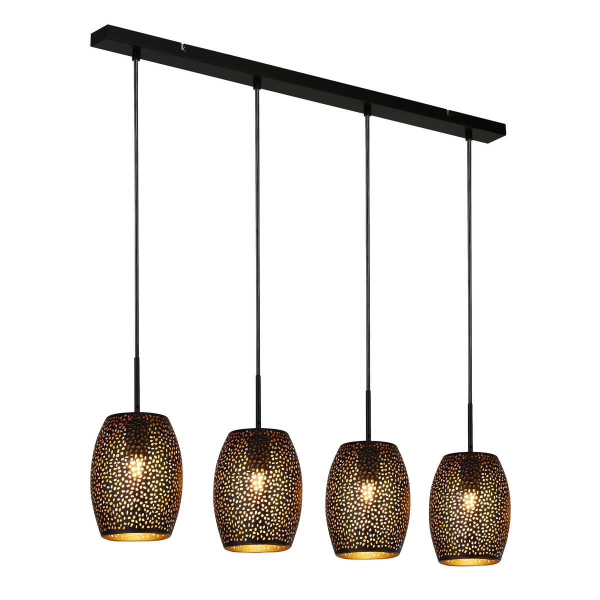 Hängeleuchte 19231-4bgo Laser - Goldfarben/Schwarz, Design, Metall (90/120/15cm)