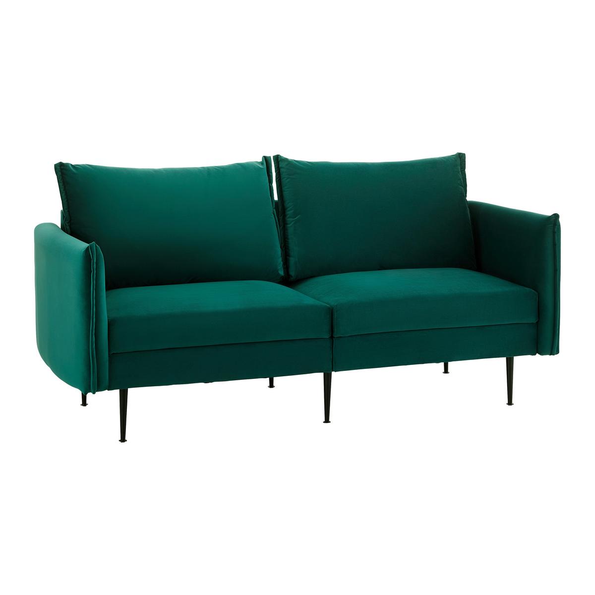 Pohovka YARA zelená - čierna/zelená, Modern, kov/drevo (194/77/92cm) - Bessagi Home