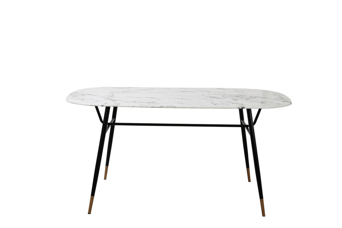 Esstisch Schwarz, Weiß L: 160cm - Schwarz/Weiß, Design, Glas/Metall (160/90/77cm) - Livetastic