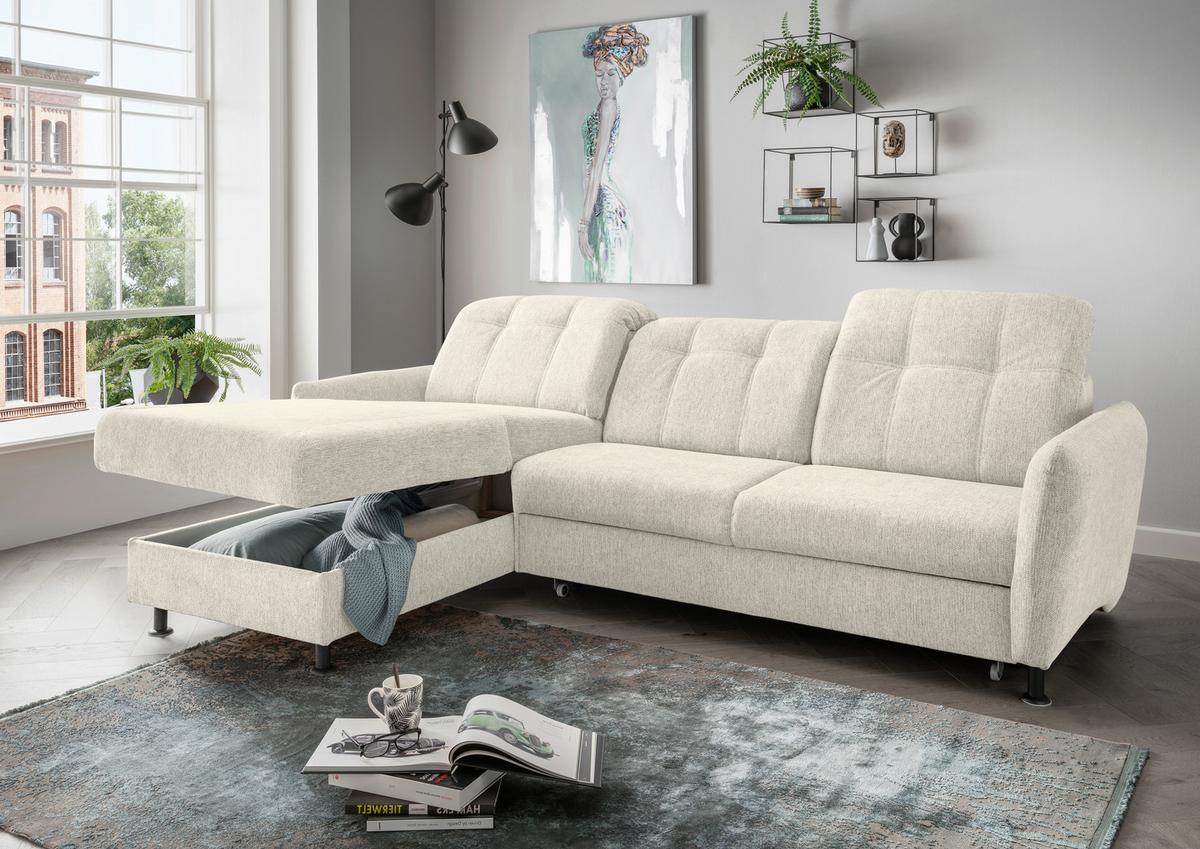 Ecksofa Minori Chenille Beige, S: 184x267 cm - Beige/Schwarz, MODERN, Textil (184/267cm) - Livetastic