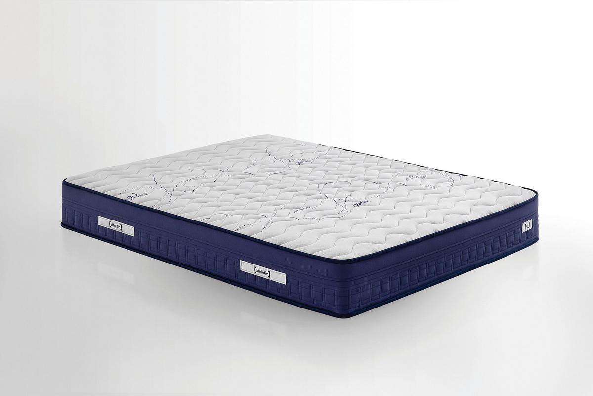 TASCHENFEDERKERNMATRATZE Athletic Weiß/D. Blau200x200cm - Weiß/Dunkelblau, Basics, Textil (200/200cm) - Yatas