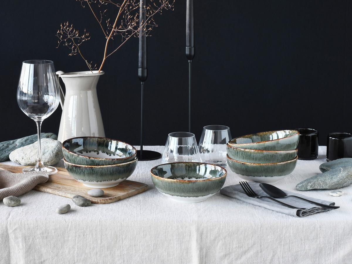 Schüsselset 6 -Teilig. Cascade Steinzeug, Weiß/Grau - Weiß/Grau, Design, Keramik - Creatable