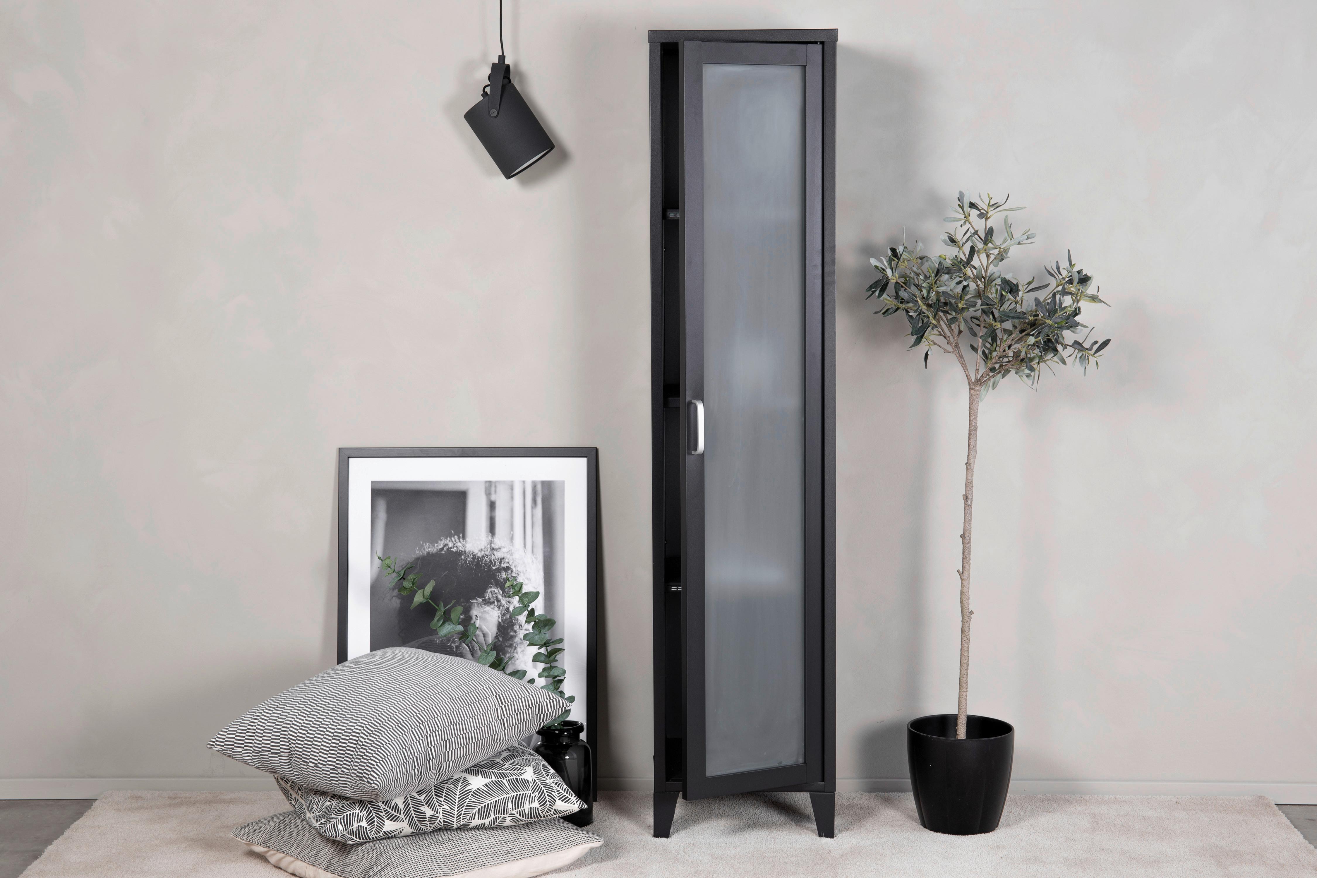 Vitrine Acero - Schwarz, Design, Glas/Metall (35/150/35cm) - Livetastic