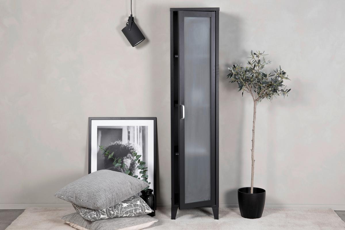 Vitrine Acero - Schwarz, Design, Glas/Metall (35/150/35cm) - Livetastic