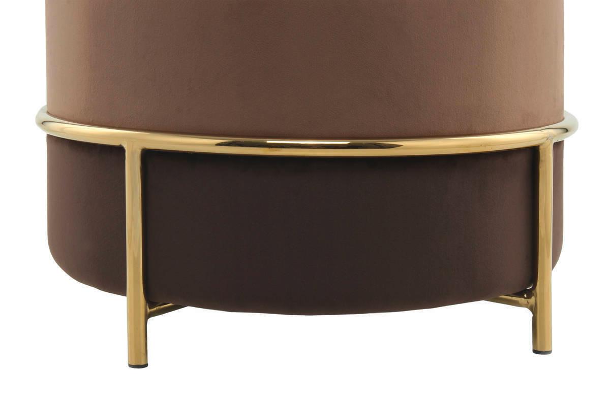 Hocker Pouf Samt Braun H: 46 cm Rund - Goldfarben/Braun, Basics, Holzwerkstoff/Textil (48,5/46/48,5cm) - Kayoom
