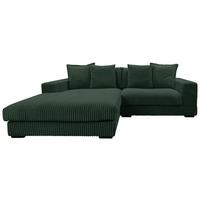 Ecksofa Funny - Dunkelgrün/Schwarz, Design, Textil (195/285cm) - MID.YOU