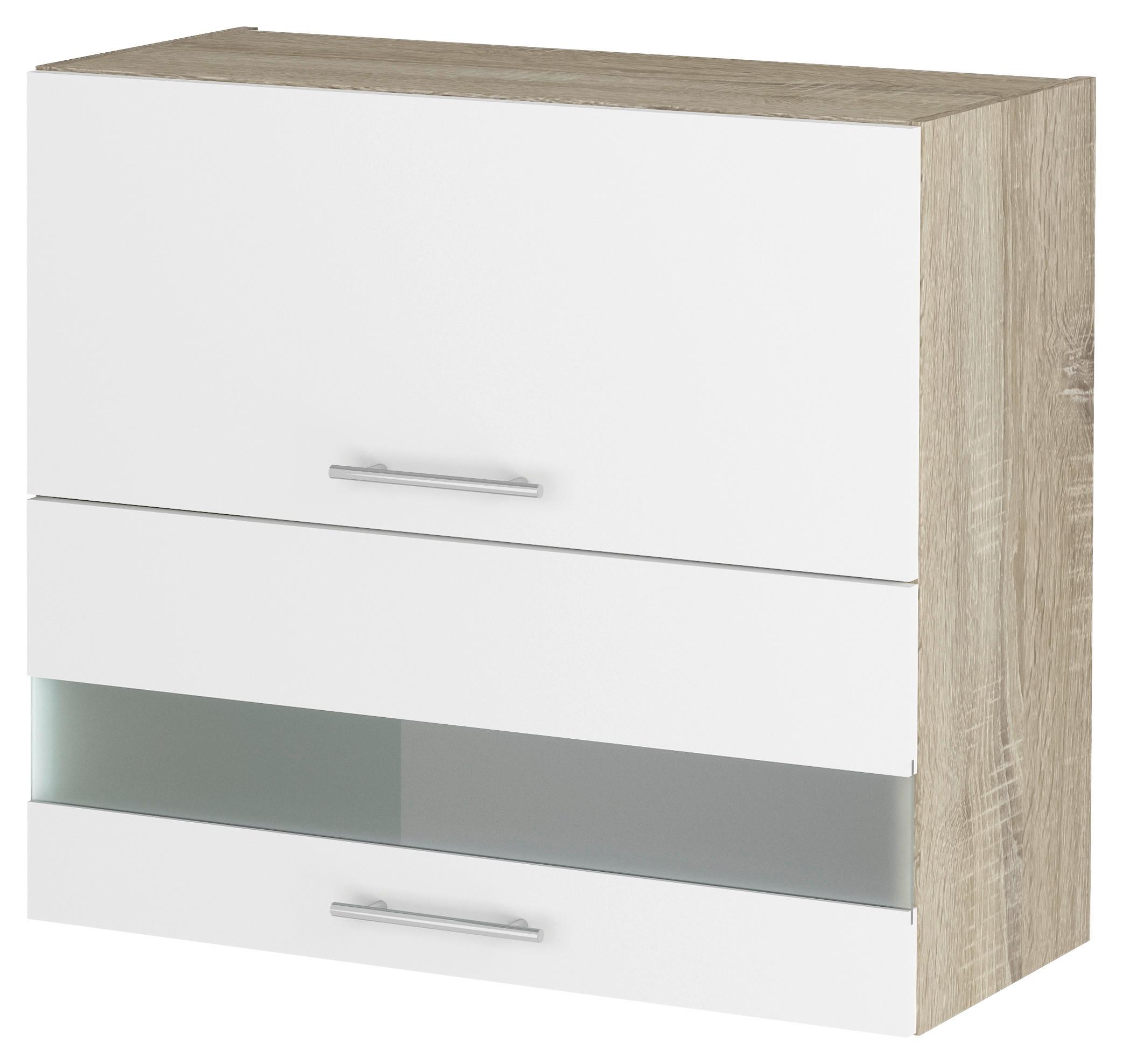 Felsőszekrény Corina - Sonoma tölgy/fehér, Modern, műanyag/faalapú anyag (80/72,4/34,6cm)