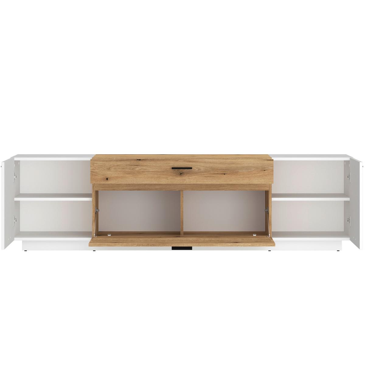 Tv-element Dalano Weiß/eichefarben B: 201,5 Cm - Eichefarben/Schwarz, Trend, Holzwerkstoff (201,5/55,5/51,6cm) - MID.YOU