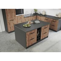 Kücheninsel Liverpool Graphit, Eiche Dekor B: 153 cm - Schieferfarben/Eiche Wotan, Basics, Holzwerkstoff (153/86/101cm) - Held