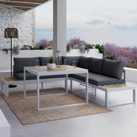 JEDÁLENSKÁ TERASOVÁ SÚPRAVA VENEYA - sivá/prírodná farba, Modern, kov/textil - Bessagi Garden