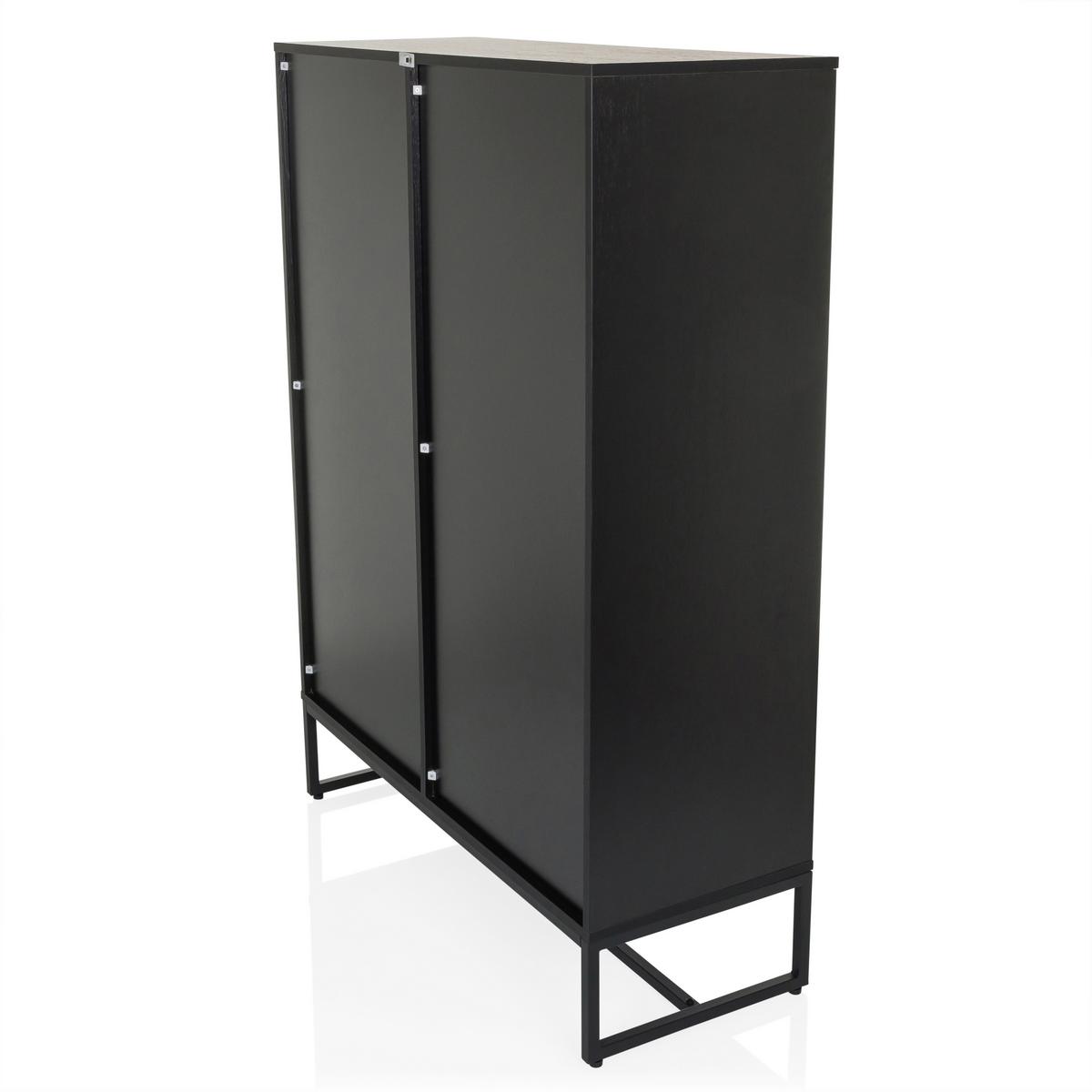 Highboard Amio Eichefarben, Schwarz B: 100 Cm - Eichefarben/Schwarz, MODERN, Holzwerkstoff (100/140/40cm) - MID.YOU