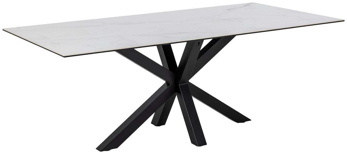 Esstisch Heaven 200x100 Cm Weiß/schwarz - Schwarz/Weiß, KONVENTIONELL, Keramik/Metall (200/100/75,5cm) - Livetastic