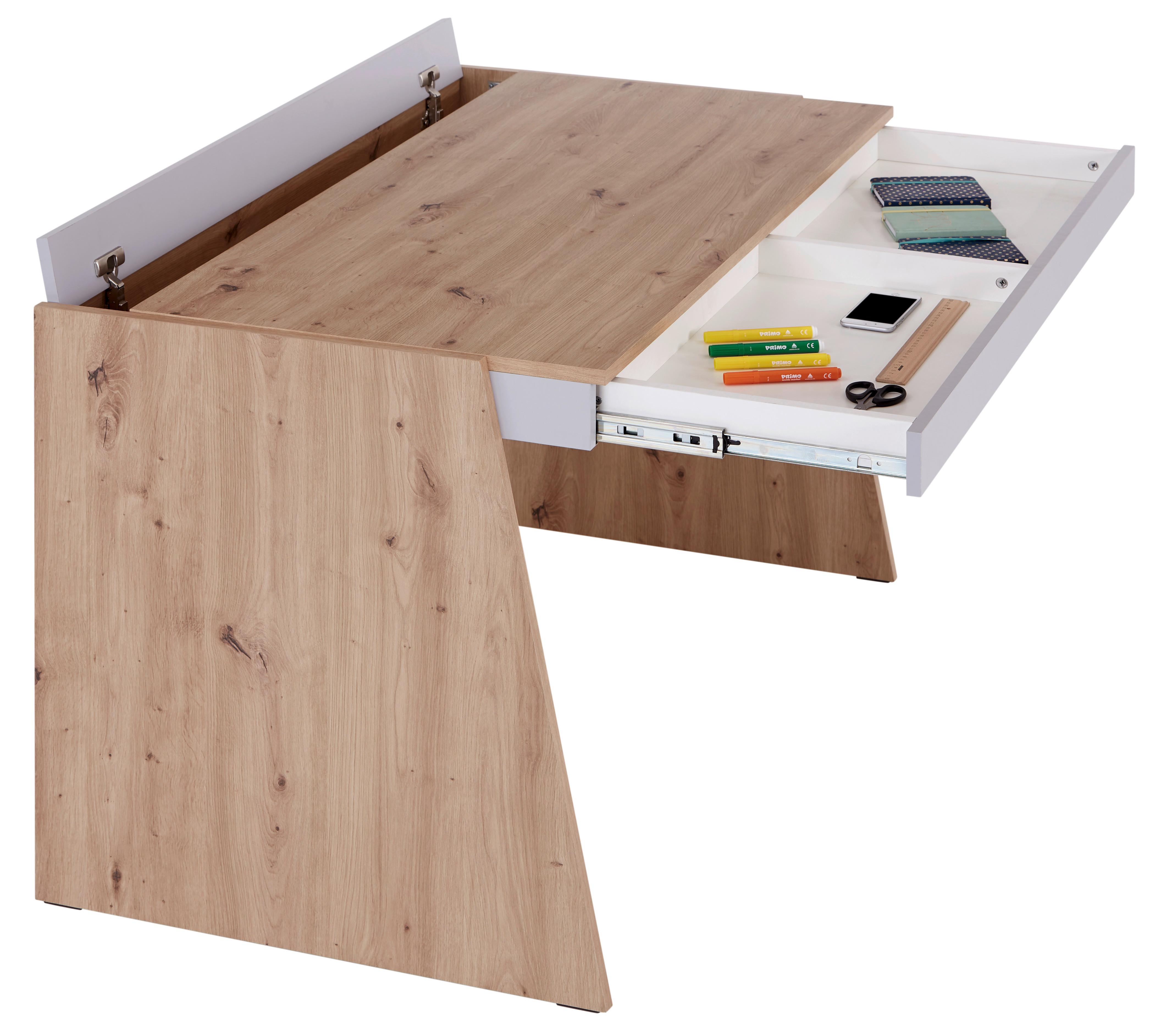 Písací Stôl Johnny - sivá/dub artisan, Moderný, kompozitné drevo (123,6/76,5/70cm)