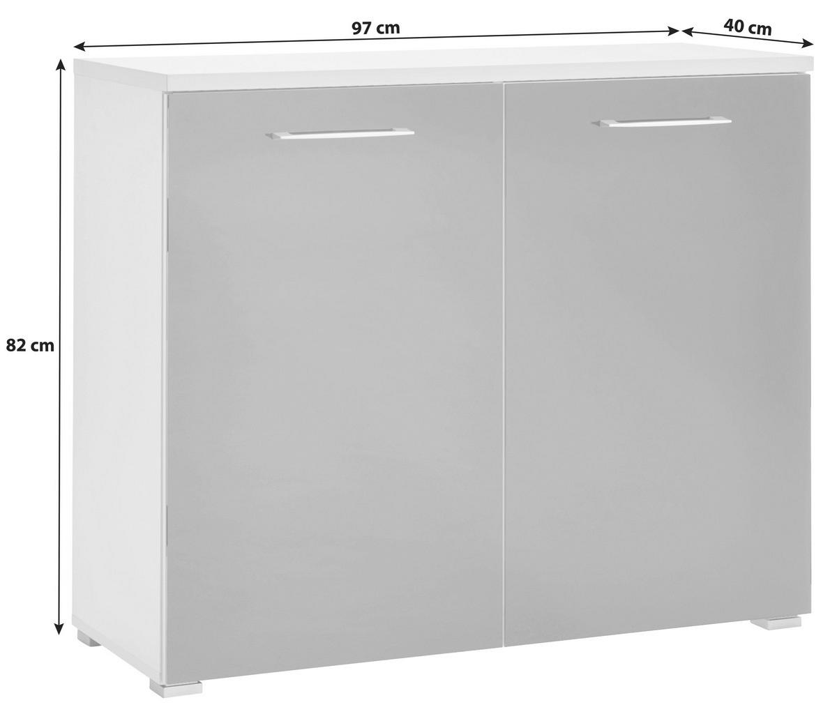 Kommode mit Glas B: 97 cm Weiß/Anthrazit - Anthrazit/Schwarz, MODERN, Glas/Holzwerkstoff (97/82/40cm) - Germania