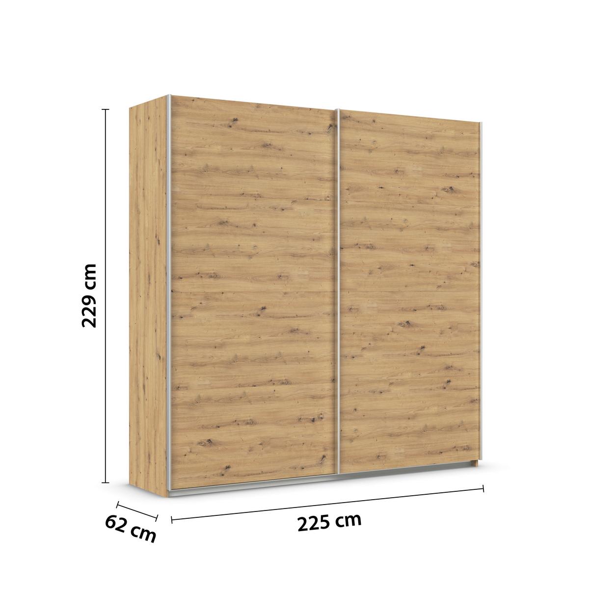 Schwebetürenschrank B: 225cm Feldkirch Eiche Dekor - Eiche Artisan, MODERN, Holzwerkstoff (225/229/62cm)