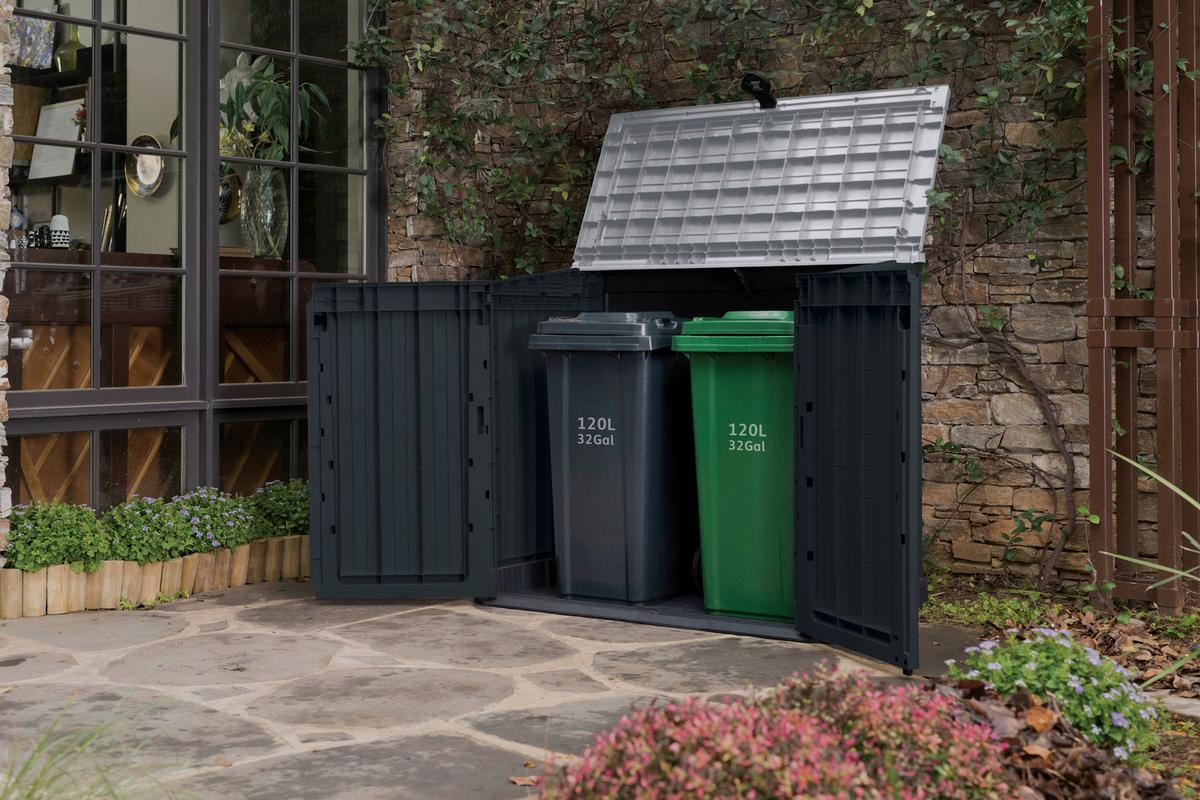 Kissenbox Store-It-Out-Midi 132x114x72 cm 845 L Schwarz - Hellgrau/Schwarz, MODERN, Kunststoff (132/114/72cm) - Keter