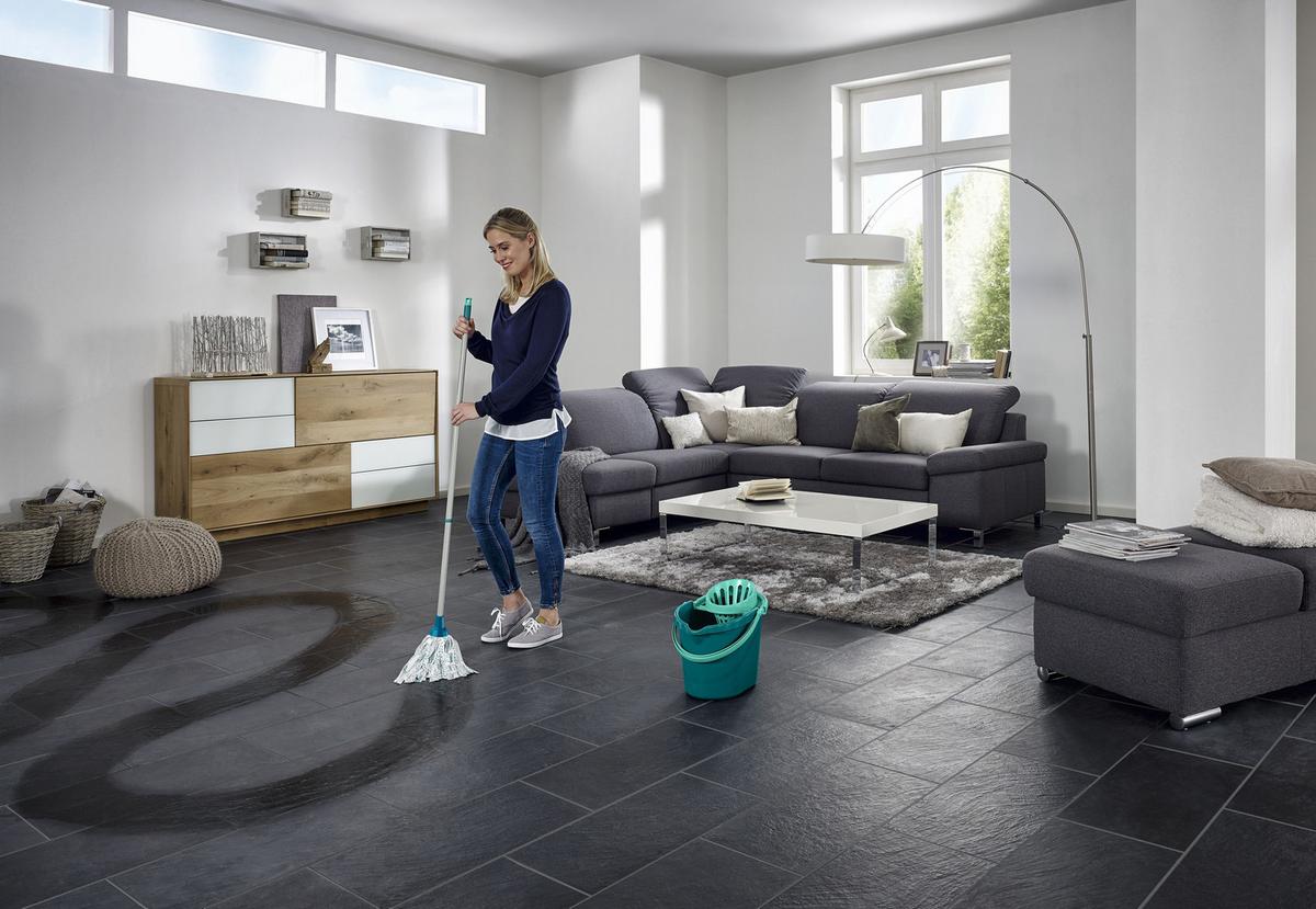 Bodenreinigungsset Classic Mop, 4--Teilig. - Türkis/Weiß, Basics, Kunststoff/Metall - Leifheit