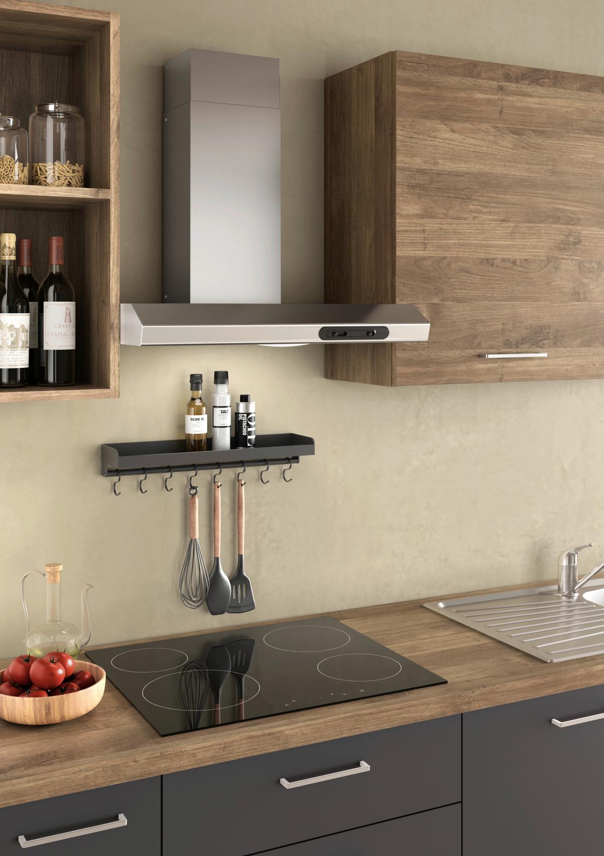 Küchenzeile Freia Mit Kühlschrank 315 cm - Walnussfarben/Alufarben, LIFESTYLE, Holzwerkstoff/Kunststoff (315cm) - MID.YOU