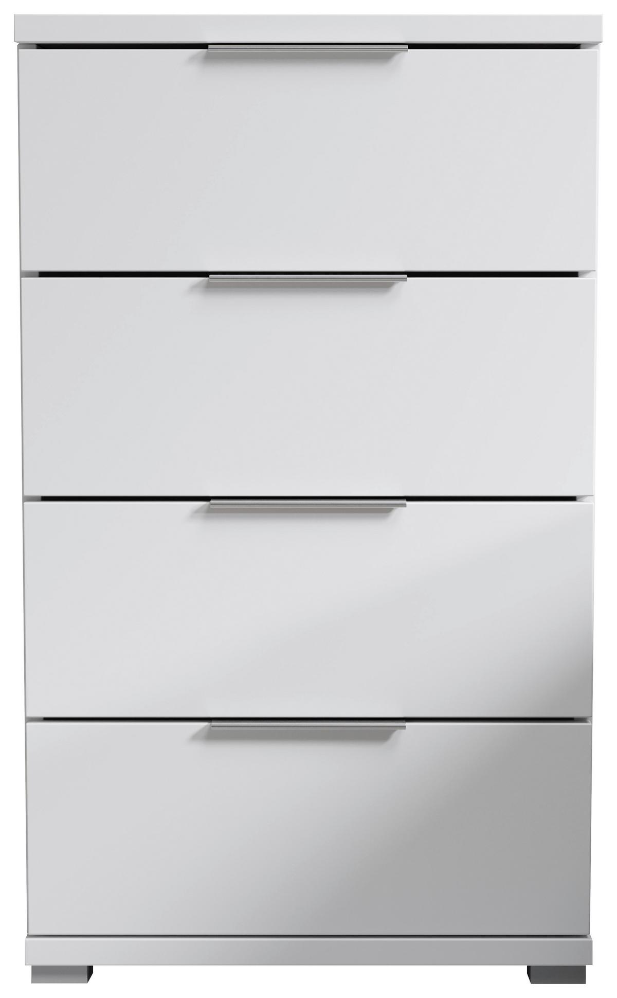 Nachtkästchen Smilla 4l W - Alufarben/Weiß, KONVENTIONELL, Holzwerkstoff (46/79/42cm)