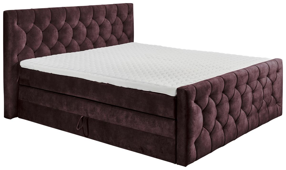 Boxspringbett mit Topper 180x200 cm Cashfield - Aubergine/Schwarz, MODERN, Holzwerkstoff/Textil (180/200cm) - MID.YOU