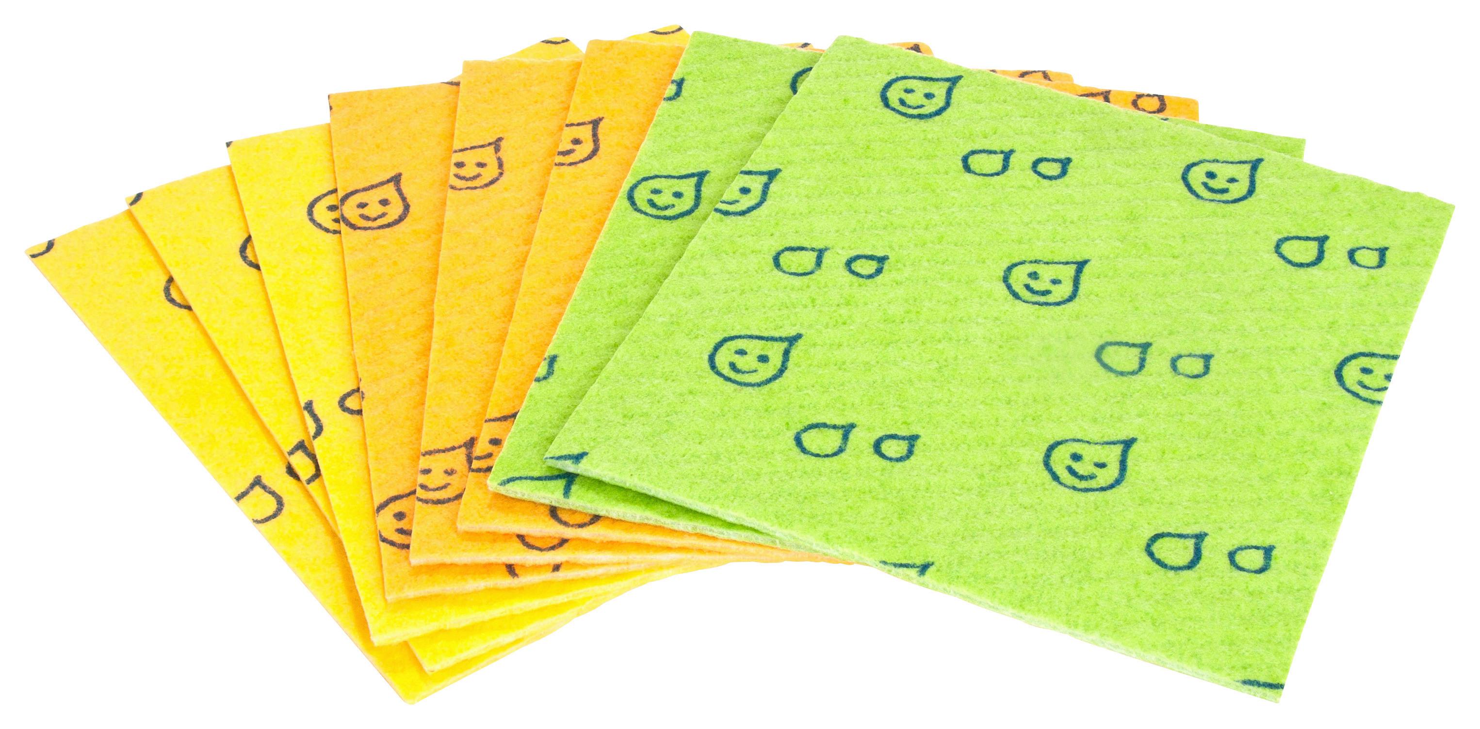 Schwammtuch Flaviana 8 Stk. 18x20 Cm Hohe Saugfähigkeit - Hellrosa/Gelb, KONVENTIONELL, Textil (18/20cm) - Homezone
