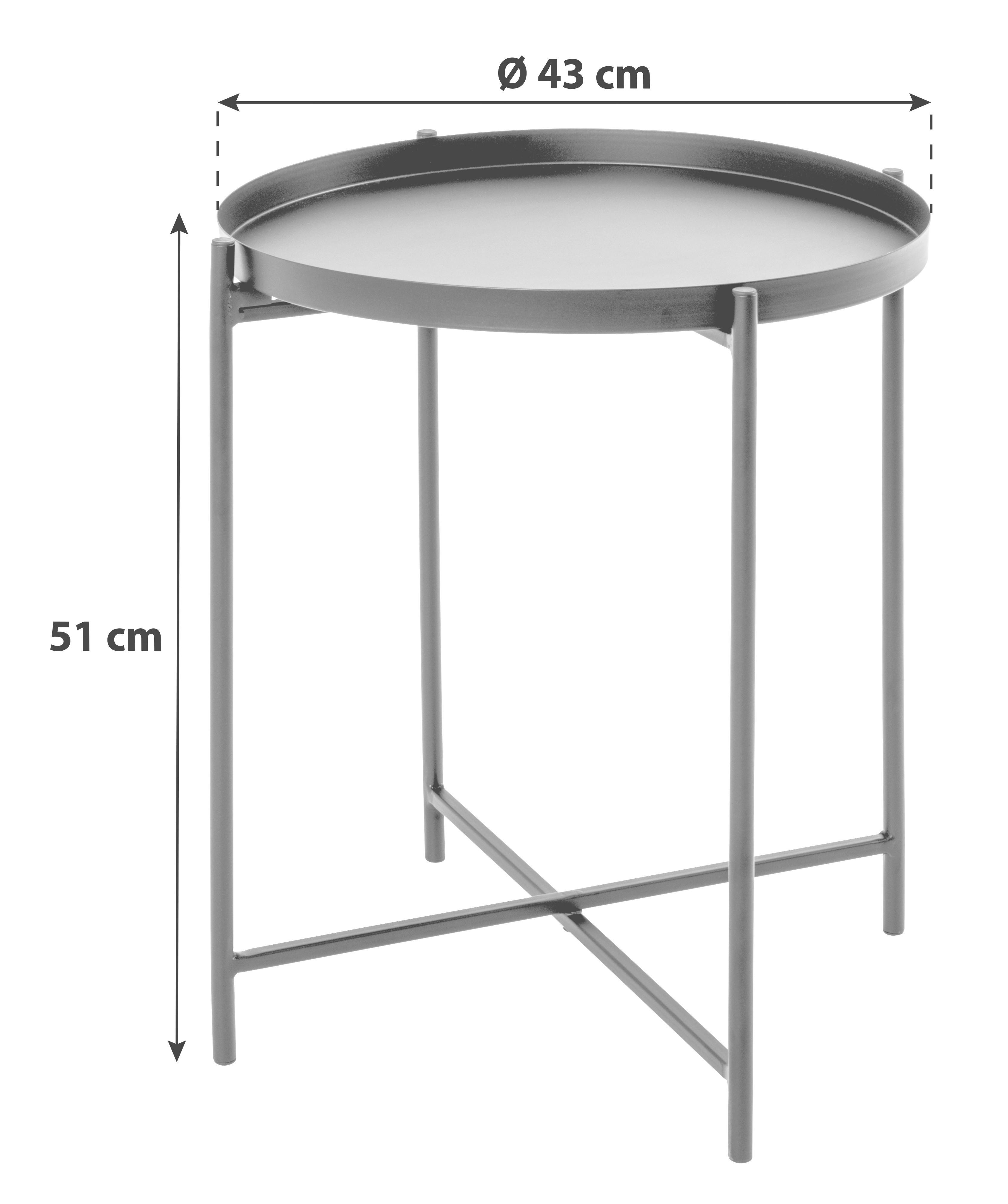 ODKLÁDACÍ STOLEK EVA - černá, Moderní, kov (43/51/43cm)