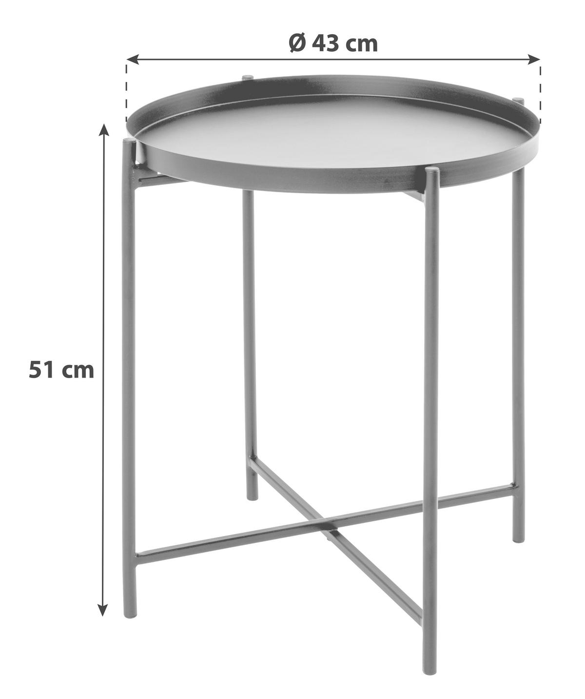ODKLÁDACÍ STOLEK EVA - černá, Moderní, kov (43/51/43cm)