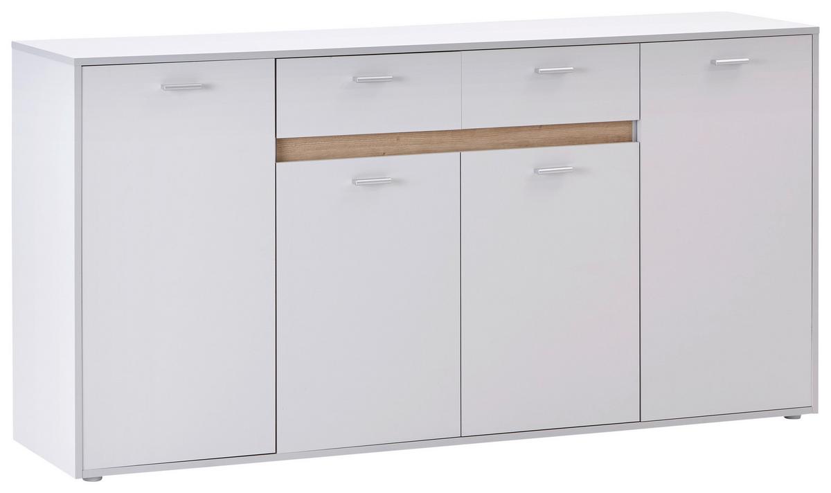 Kommode mit Bügelgriff B: 183,4 cm Slot 4t Hellgrau - Hellgrau, MODERN, Holzwerkstoff (183,4/90/40cm)