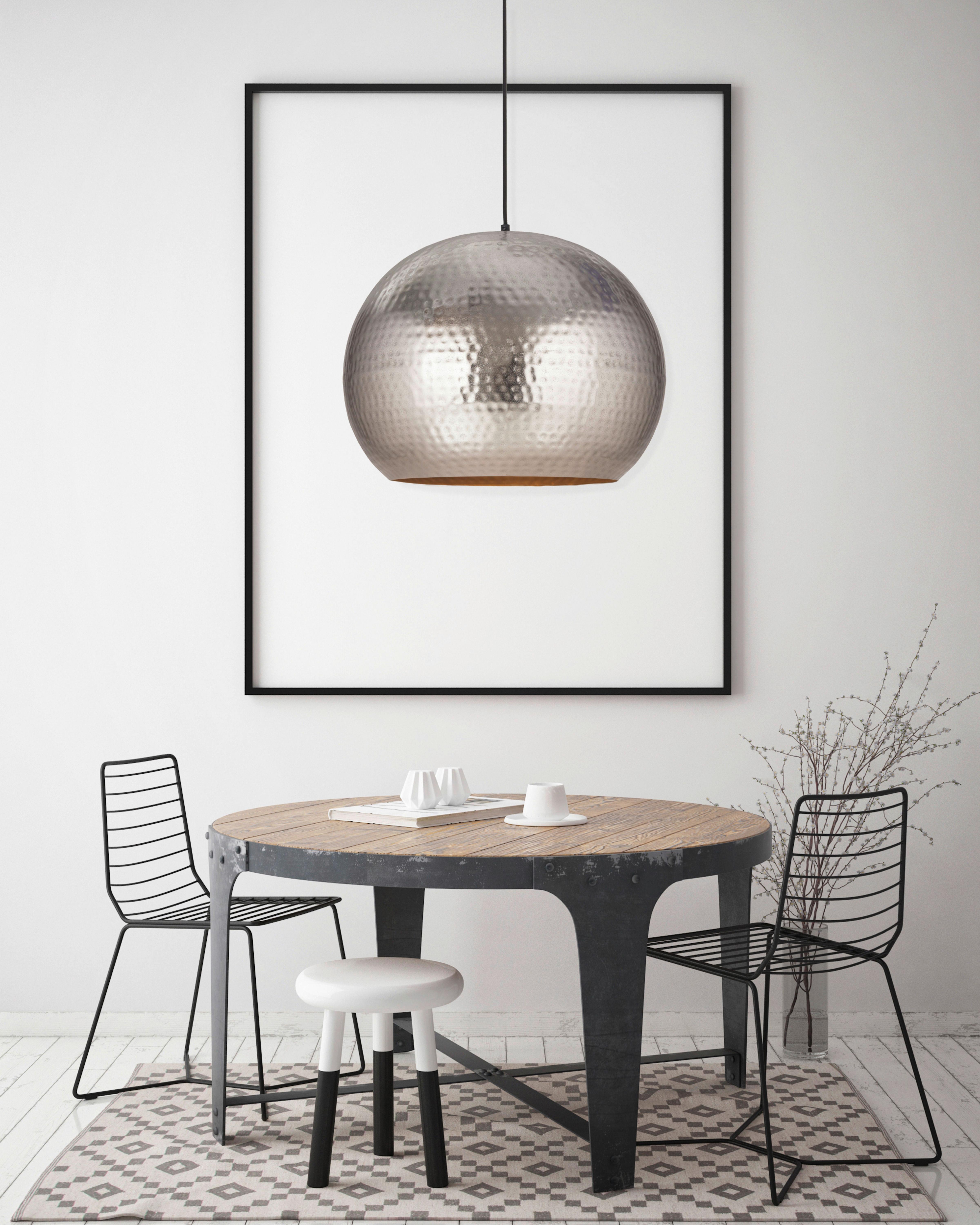 Hängeleuchte Fabricia 200 Nickel - Nickelfarben, Basics, Metall (47/35cm) - Kayoom