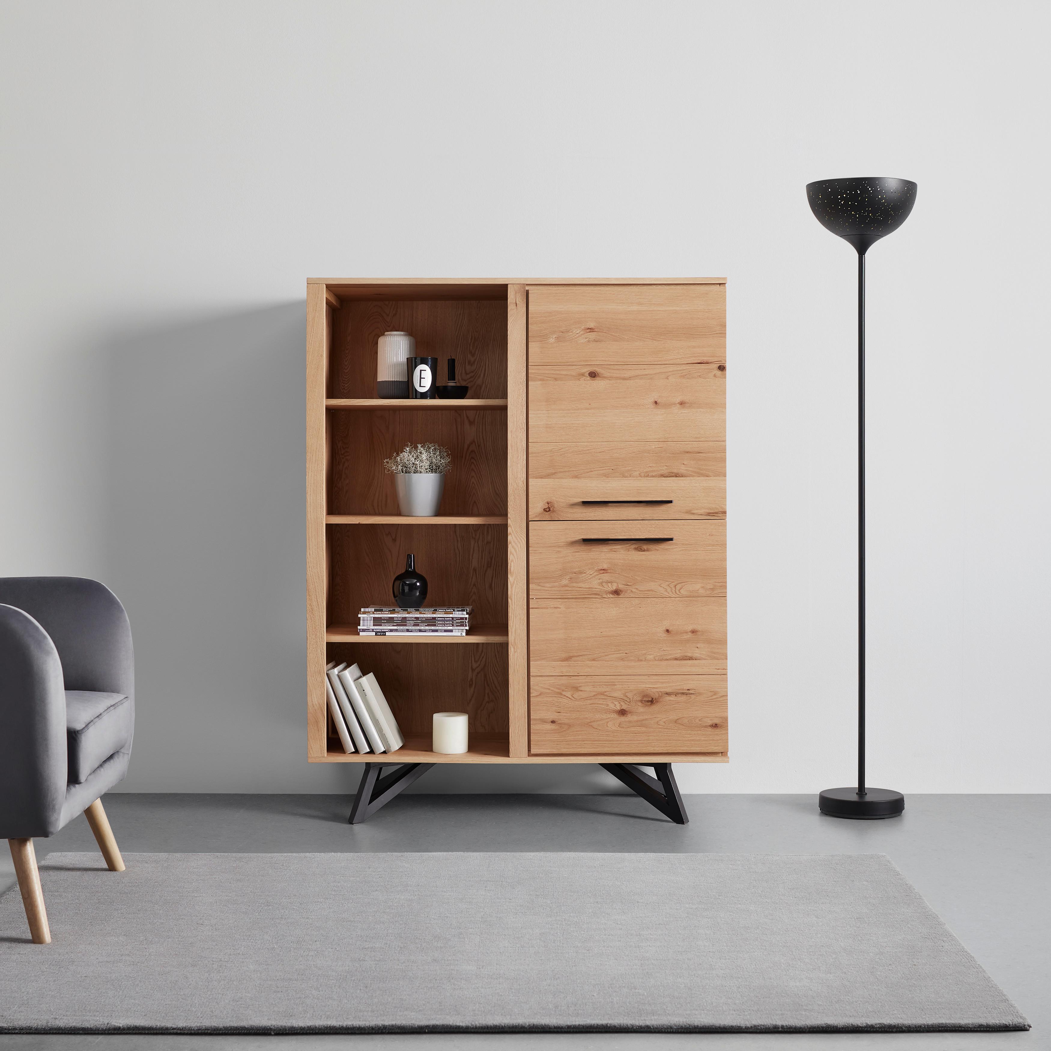 Komoda EMILIO dub - čierna/farba duba, Modern, kov/drevo (115/150/40cm) - Bessagi Home