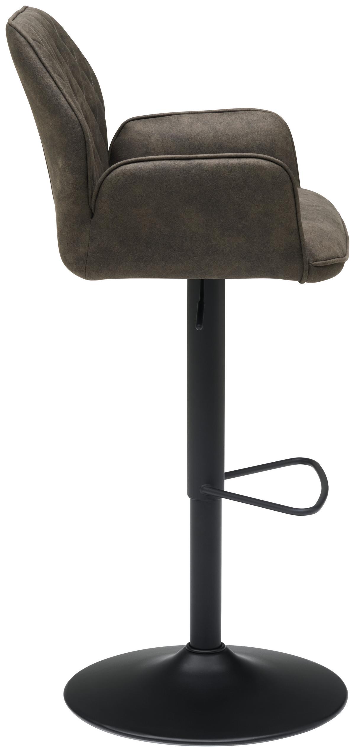 Barhocker Höhenverstellbar Mit Lehne Wanda Webstoff Grau - Schwarz/Grau, KONVENTIONELL, Textil/Metall (51/90-111/52cm) - MID.YOU