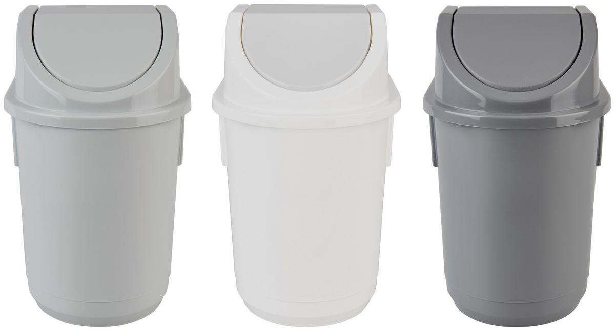 Tischabfalleimer Leo Grau oder Weiß 1,5 L, H: Ca 19,5 cm - Dunkelgrau/Hellgrau, Kunststoff (14/12,5/19,5cm) - Homezone