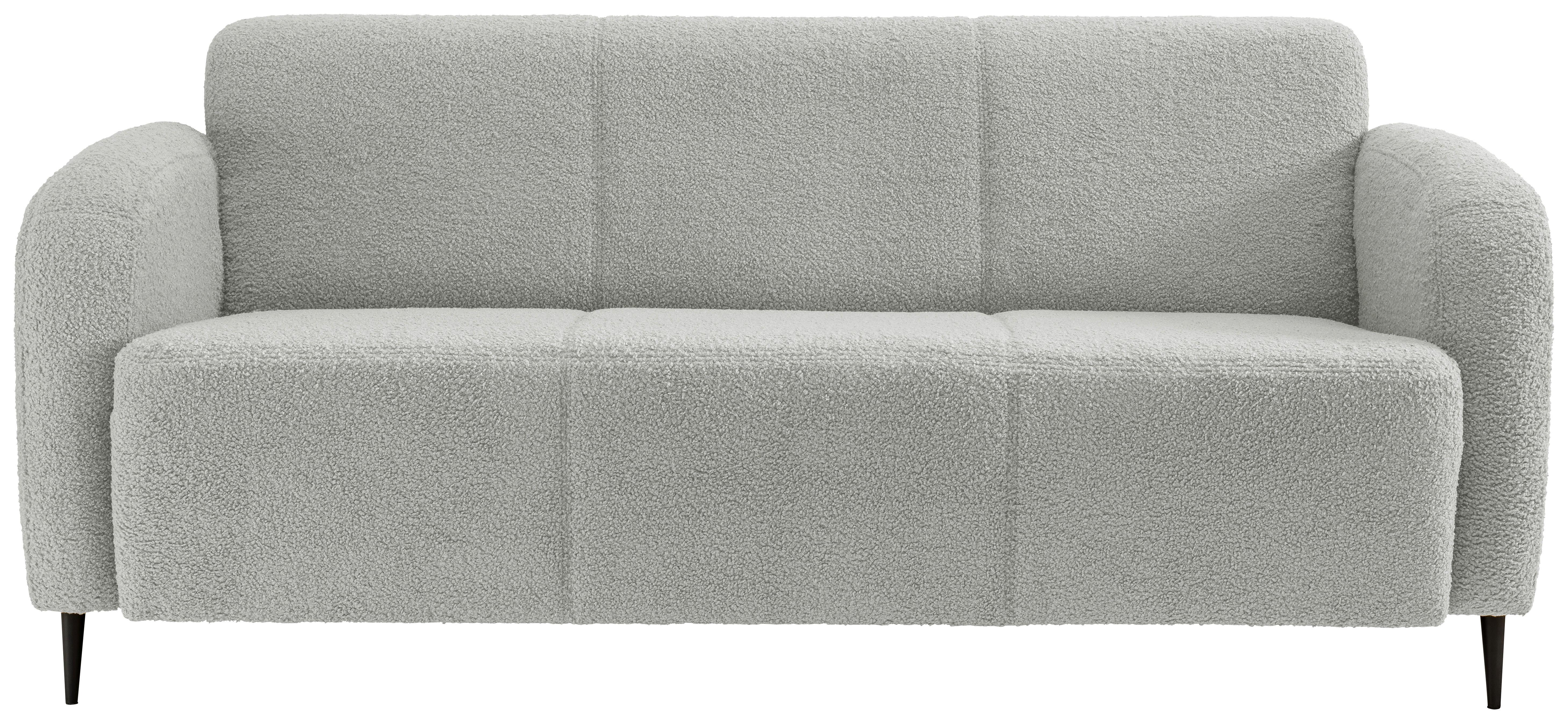 3-Sitzer-Sofa Marone Hellgrau Teddystoff - Hellgrau/Schwarz, MODERN, Textil (180/76/90cm) - Livetastic