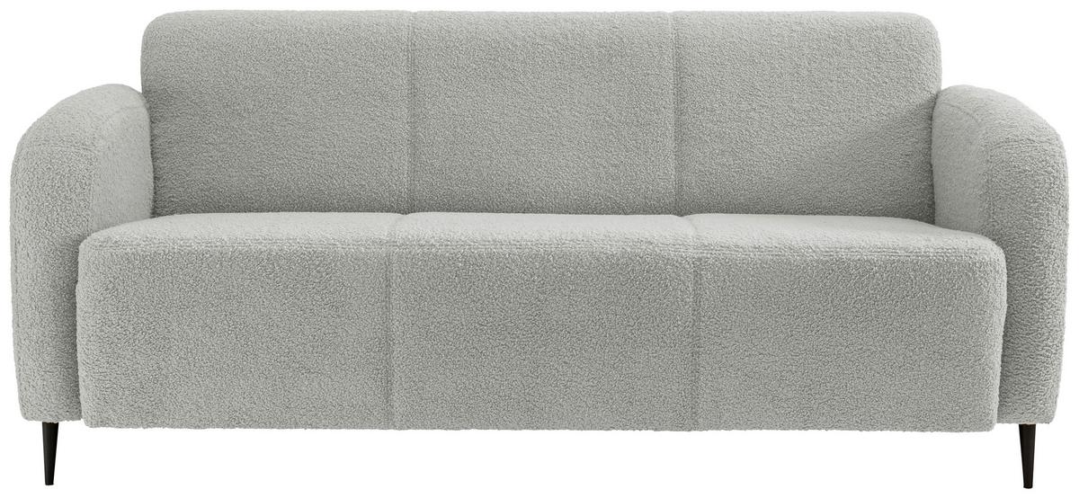3-Sitzer-Sofa Marone Hellgrau Teddystoff - Hellgrau/Schwarz, MODERN, Textil (180/76/90cm) - Livetastic