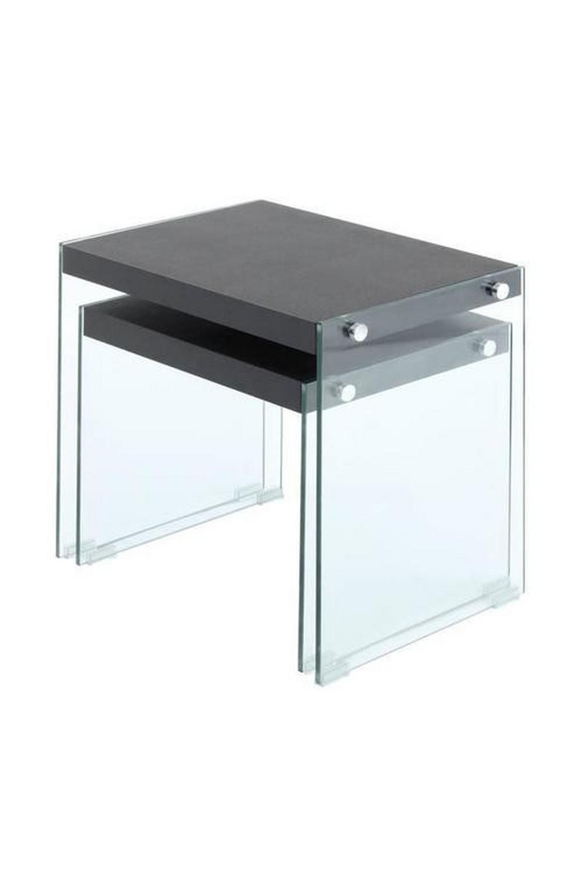 Beistelltisch 2er-set Elementary Schwarz - Klar/Schwarz, Basics, Glas/Holzwerkstoff - Kayoom