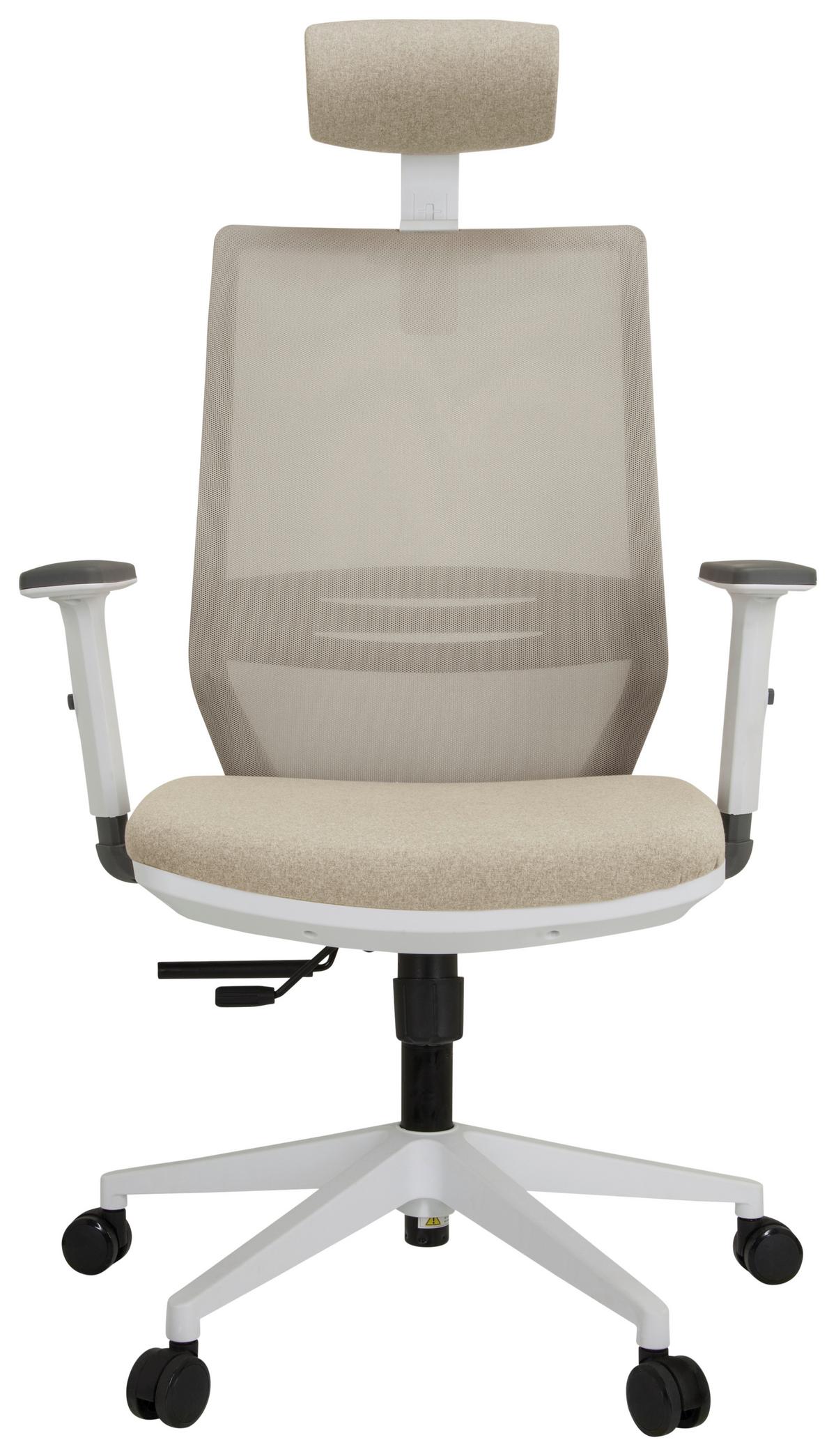 Bürostuhl Profondp Pro Weiß/Beige Bis 120 Kg - Beige/Weiß, Basics, Kunststoff/Textil (70/117/62cm) - MID.YOU